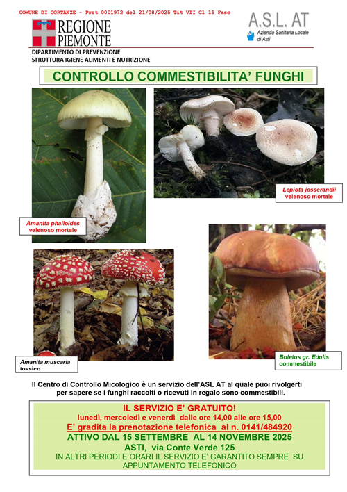 Controllo della commestibilità dei funghi raccolti da privati